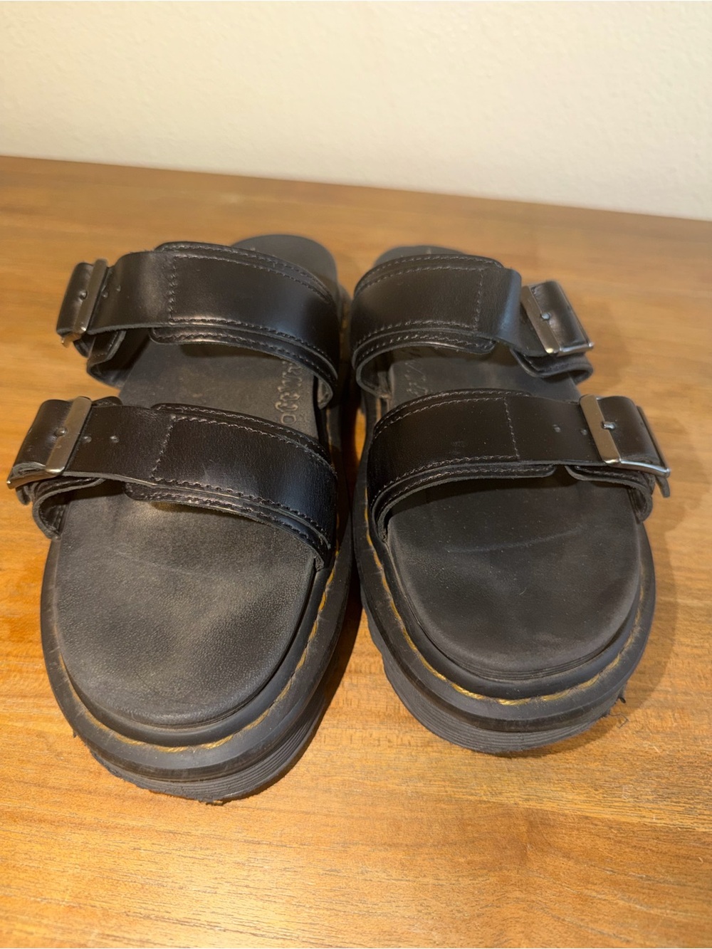 Dr. Martens Black Double-Strap Slide Mules